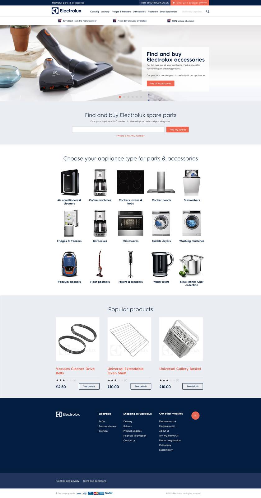 Electrolux Parts and Accessories concept design