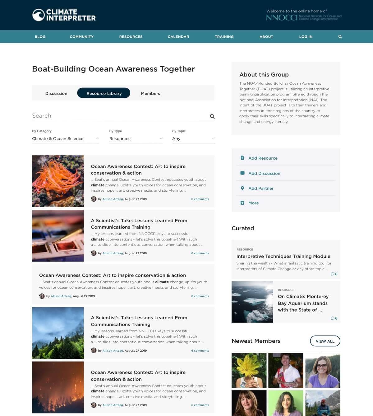 Climate Interpreter group resource library design