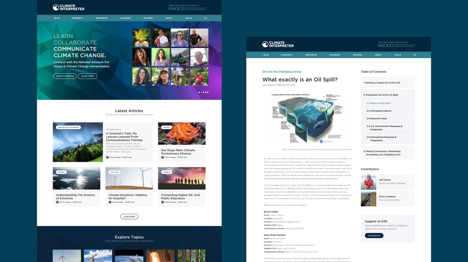 Climate Interpreter member profile page design