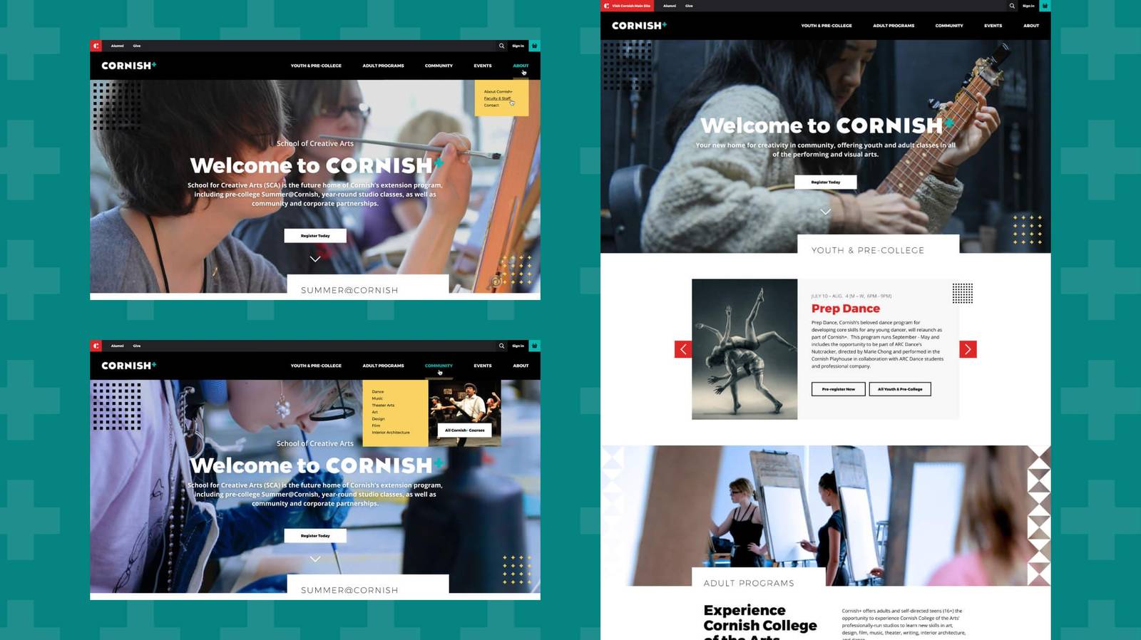 Cornish College of the Arts homepage design