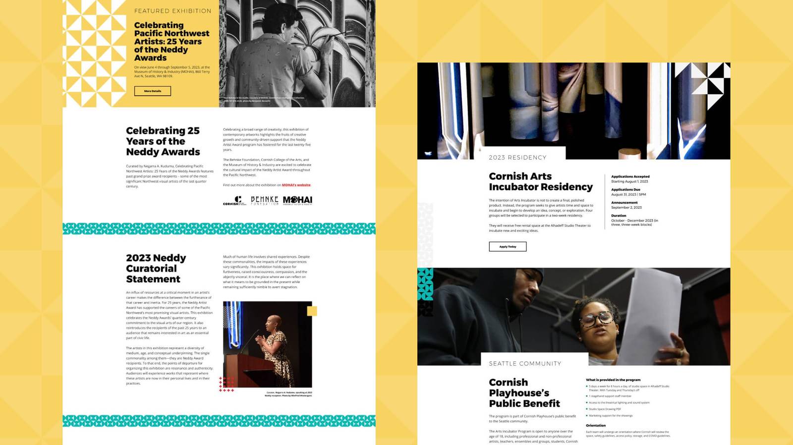 Cornish College of the Arts community section design