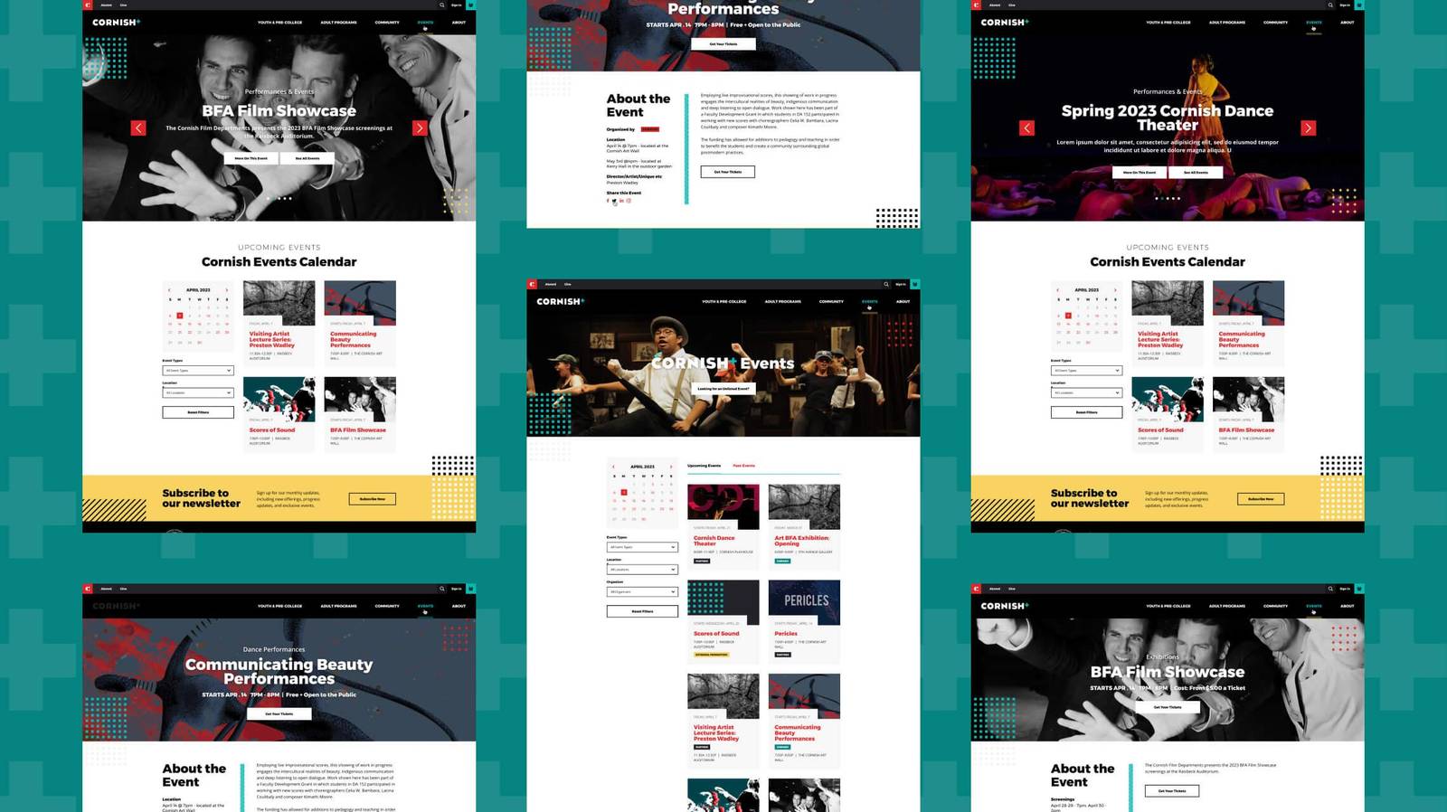 Cornish College of the Arts events calendar design