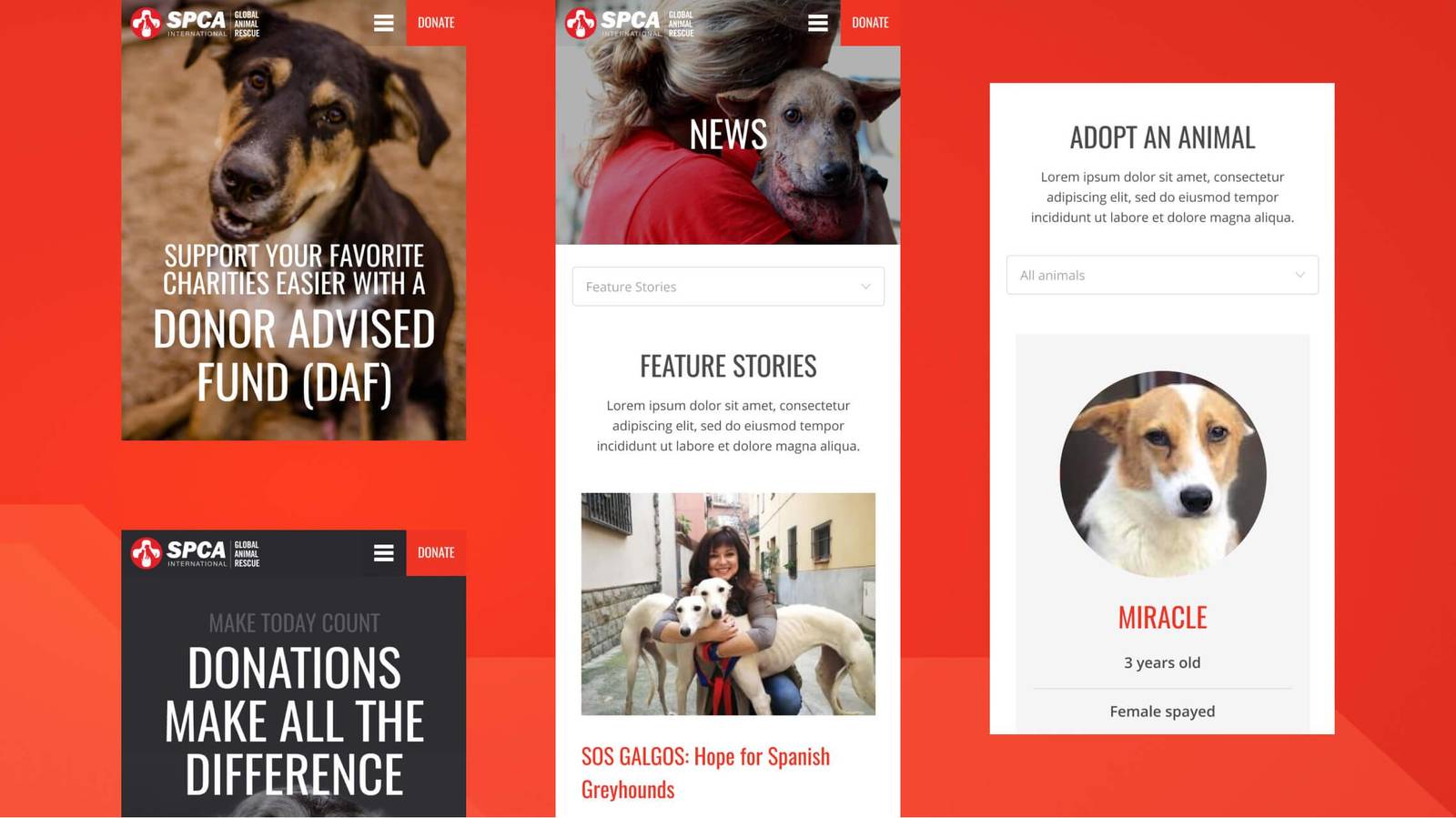 SPCA International mobile design