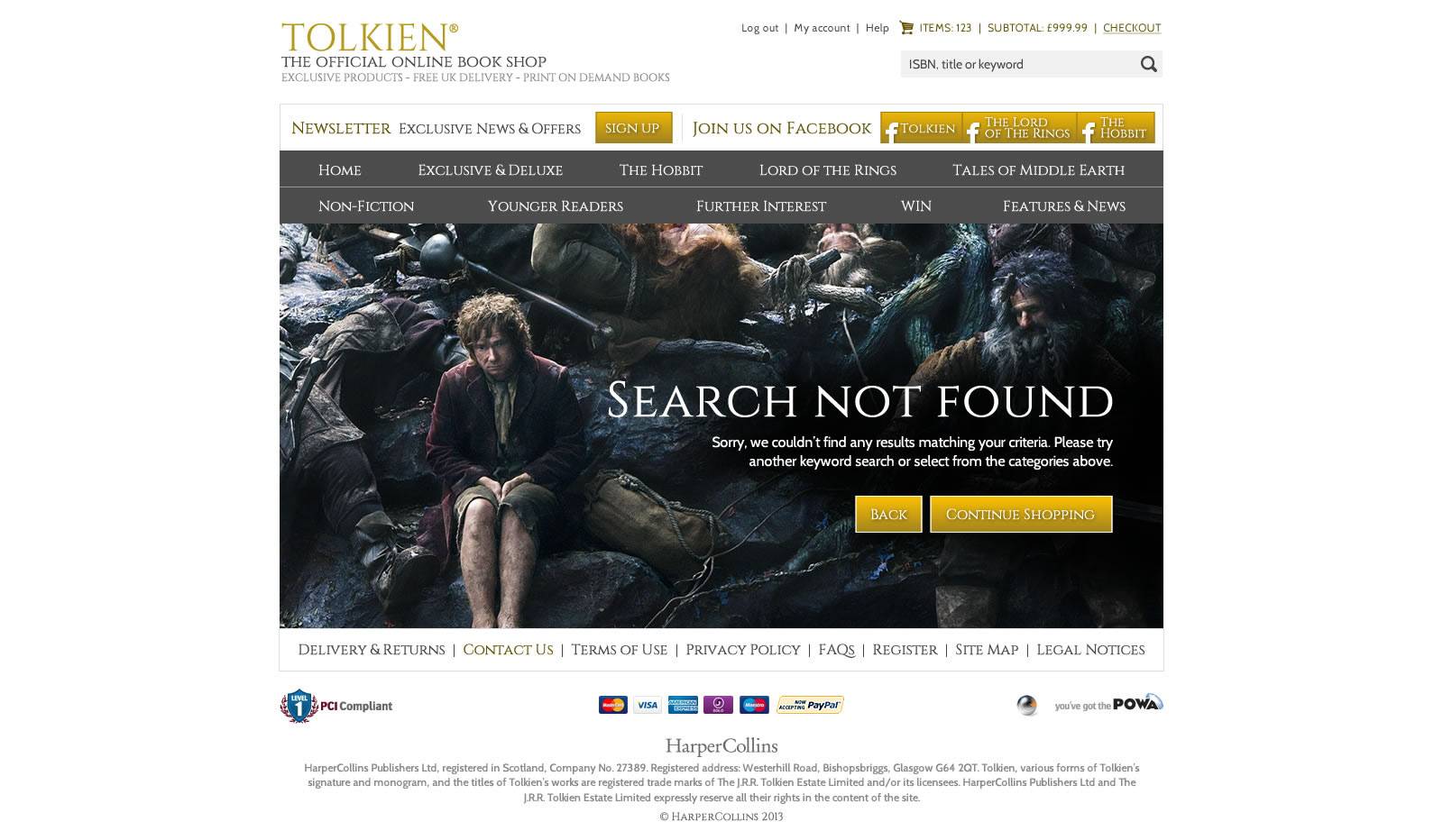 Tolkien Online storefront, secondary view