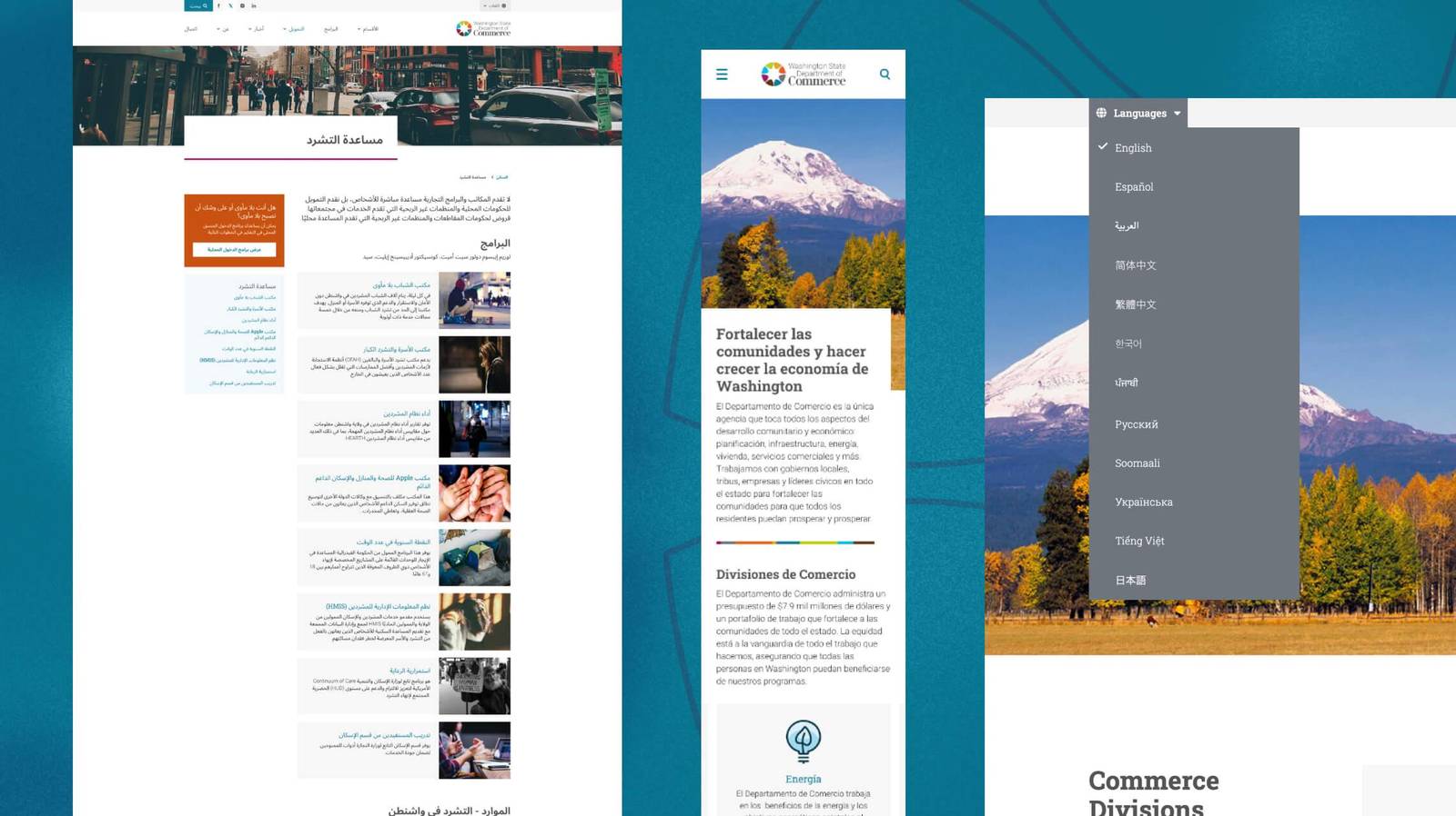 Washington State Commerce responsive design