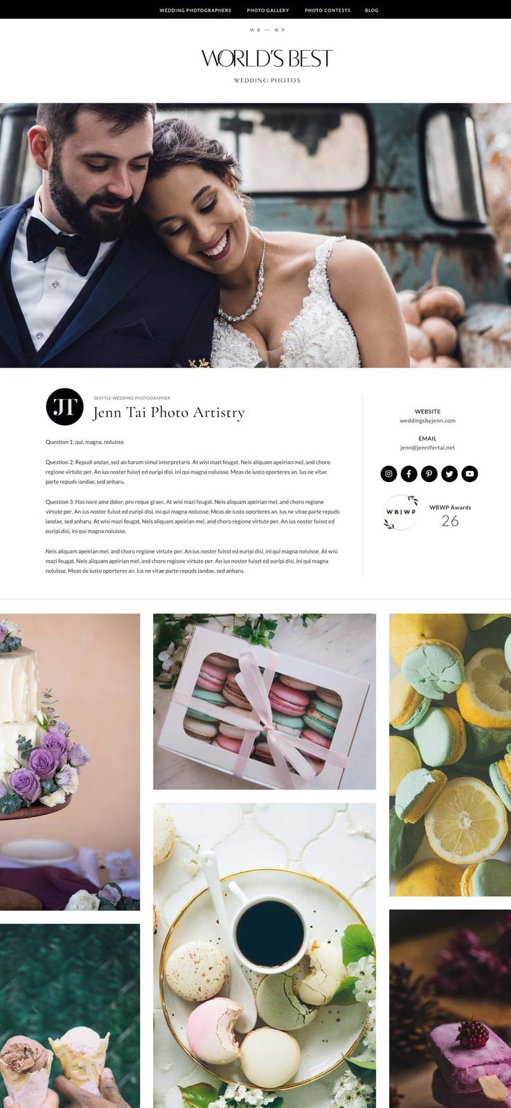 World's Best Wedding Photos listing design