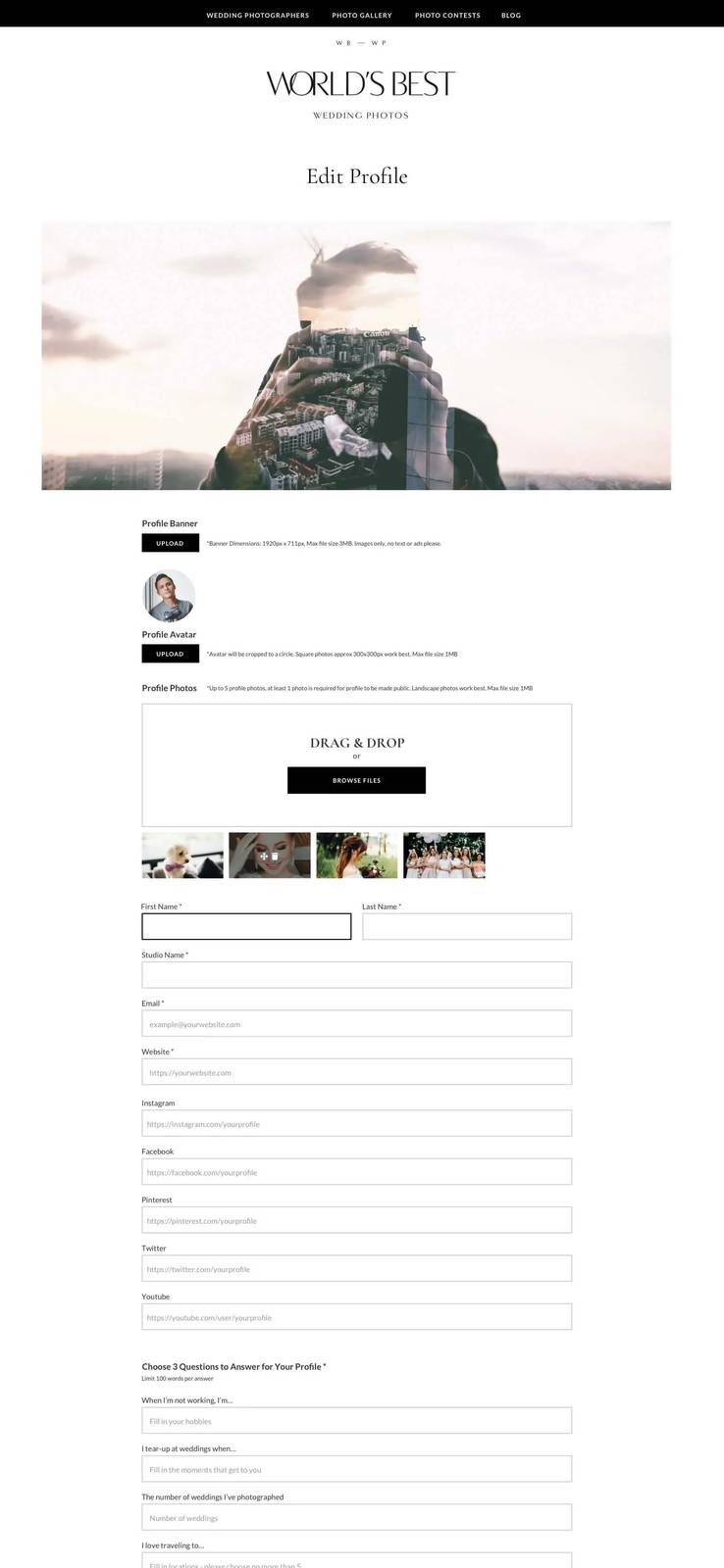 World's Best Wedding Photos editorial blog article design